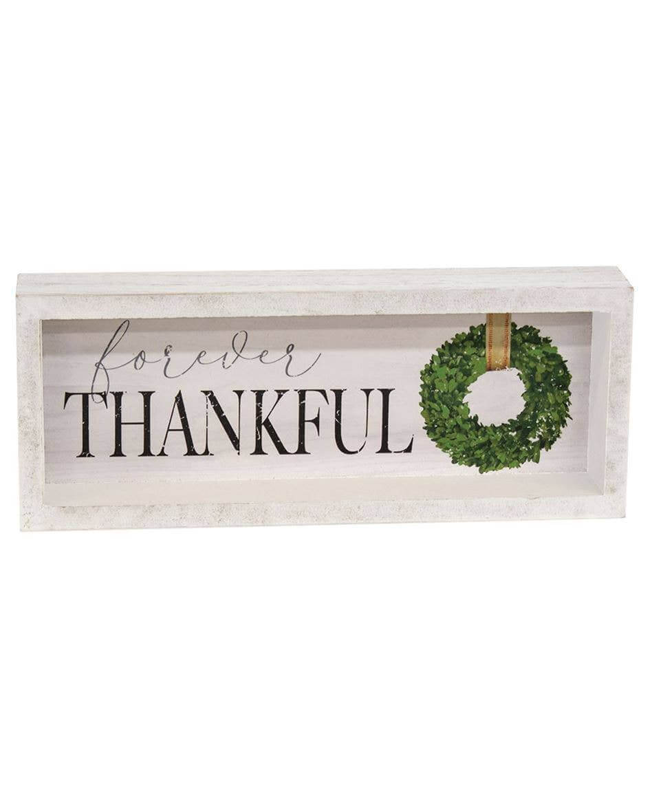 Christmas White Wood Block Signs Forever Thankful