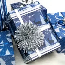 Navy Holiday Printed Wrapping Paper Bundle