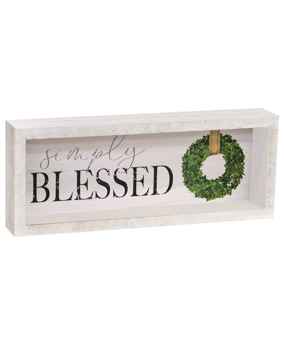 Christmas White Wood Block Signs Simply Blessed