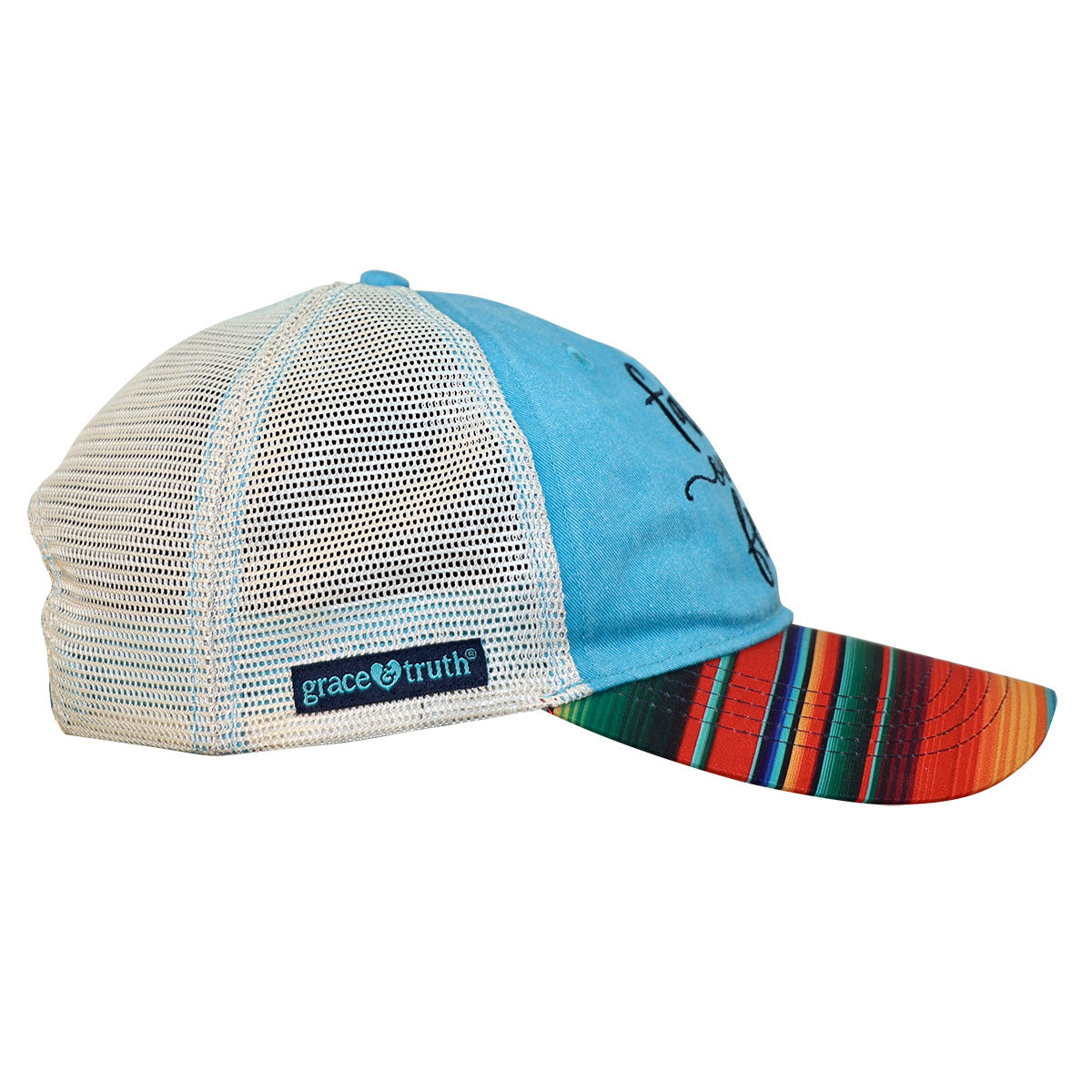 grace & truth Womens Cap Faith Over Fear Stripes