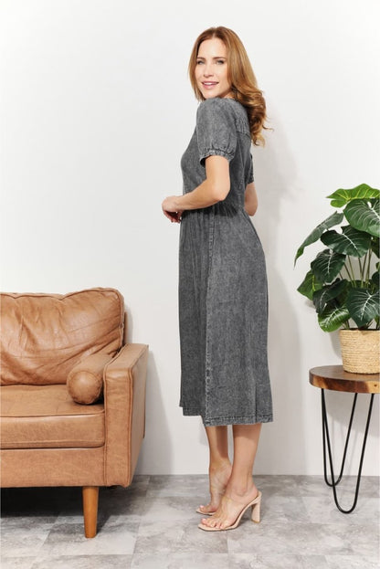 And The Why Full Size Washed Chambray Midi Dress | Midi Dresses | 4