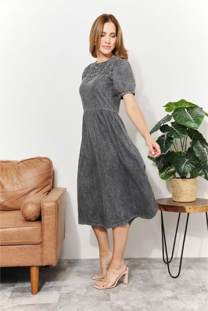 And The Why Full Size Washed Chambray Midi Dress | Midi Dresses | 3