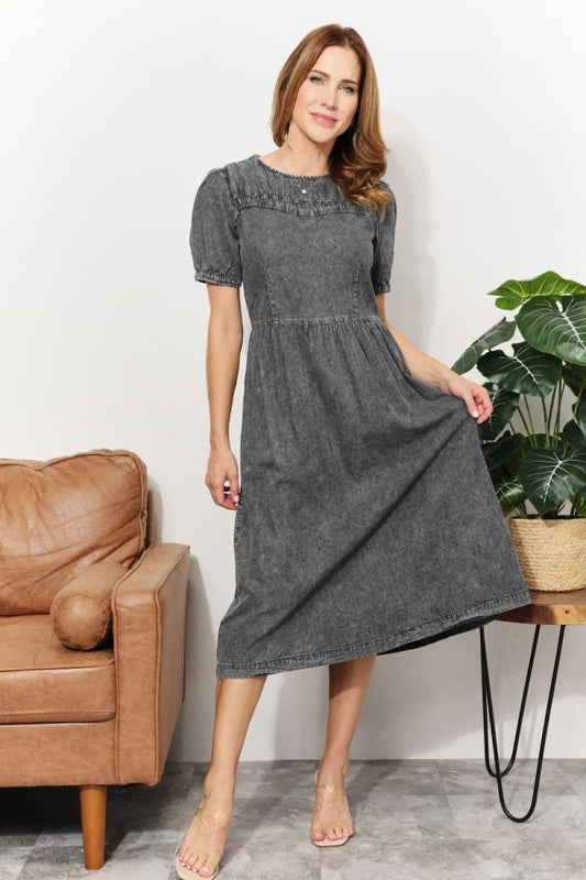 And The Why Full Size Washed Chambray Midi Dress | Midi Dresses | 1