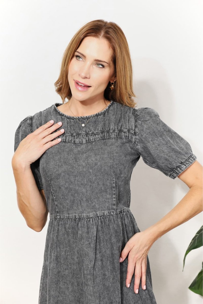 And The Why Full Size Washed Chambray Midi Dress | Midi Dresses | 5