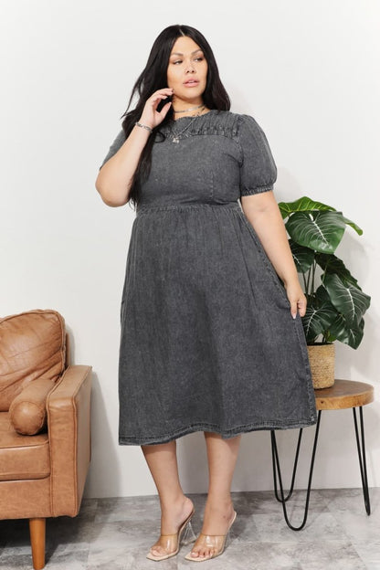 And The Why Full Size Washed Chambray Midi Dress | Midi Dresses | 6