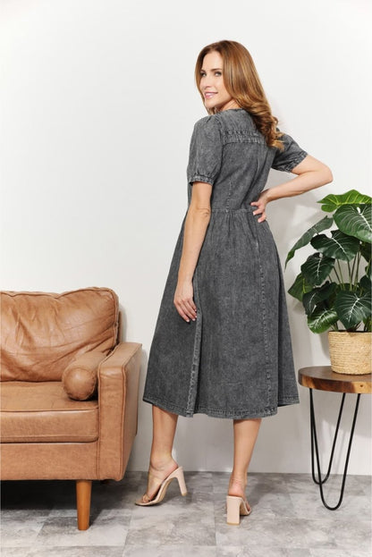 And The Why Full Size Washed Chambray Midi Dress | Midi Dresses | 2