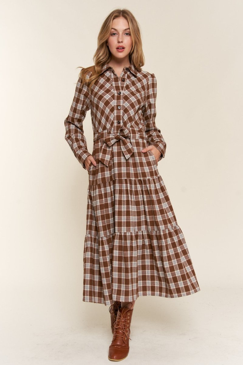 And the Why Plaid Tiered Midi Shirt Dress | Maxi Dresses | 4