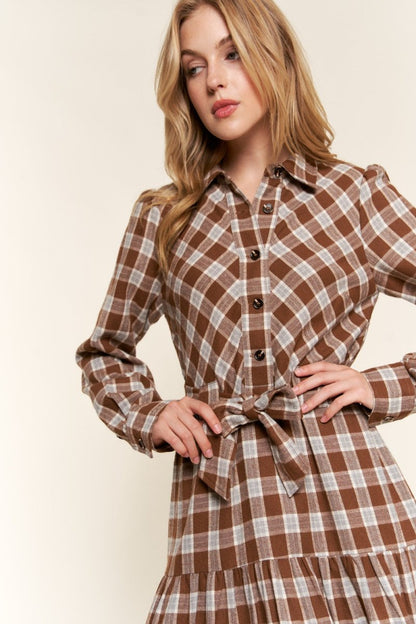 And the Why Plaid Tiered Midi Shirt Dress | Maxi Dresses | 5