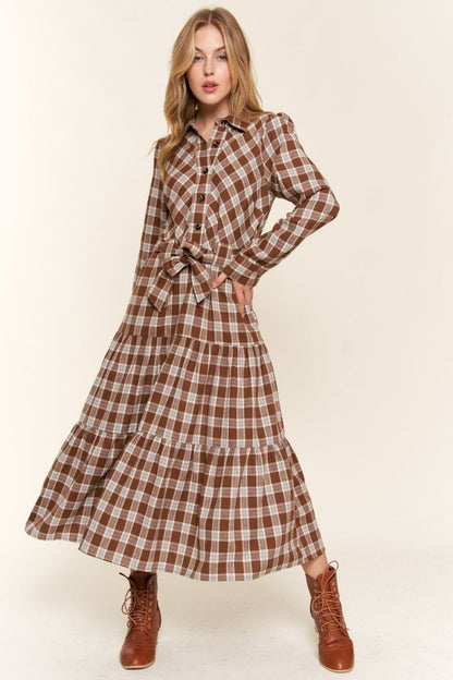 And the Why Plaid Tiered Midi Shirt Dress | Maxi Dresses | 1