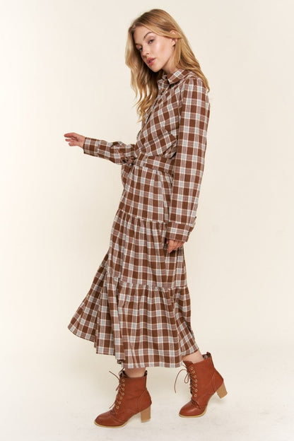 And the Why Plaid Tiered Midi Shirt Dress | Maxi Dresses | 3