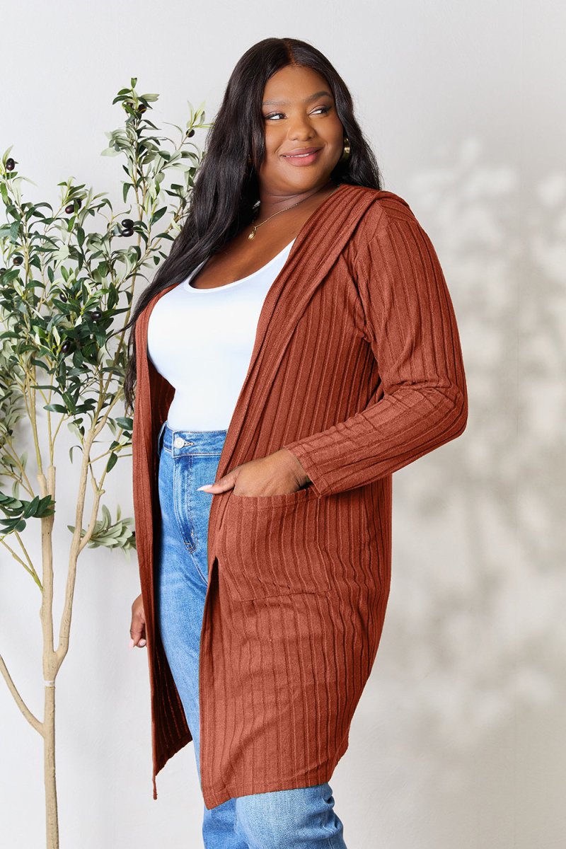 Basic Bae Full Size Hooded Sweater Cardigan | Sweaters | 12