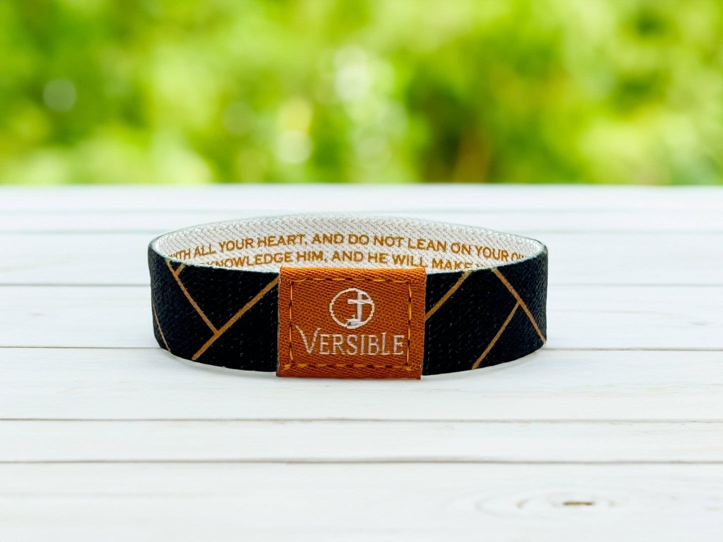 Blue Herringbone - Proverbs 3:5-6 Wristband | 2FruitBearers