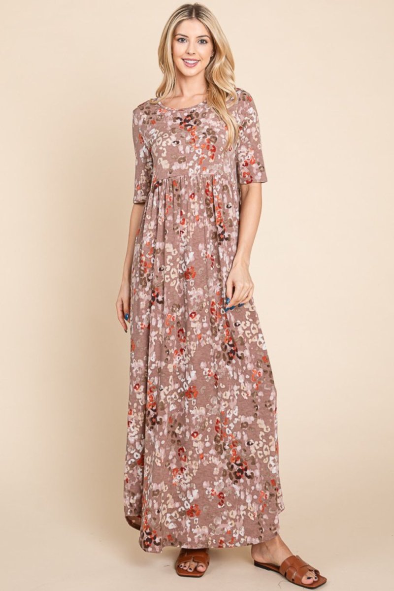 BOMBOM Printed Shirred Maxi Dress | Maxi Dresses | 3