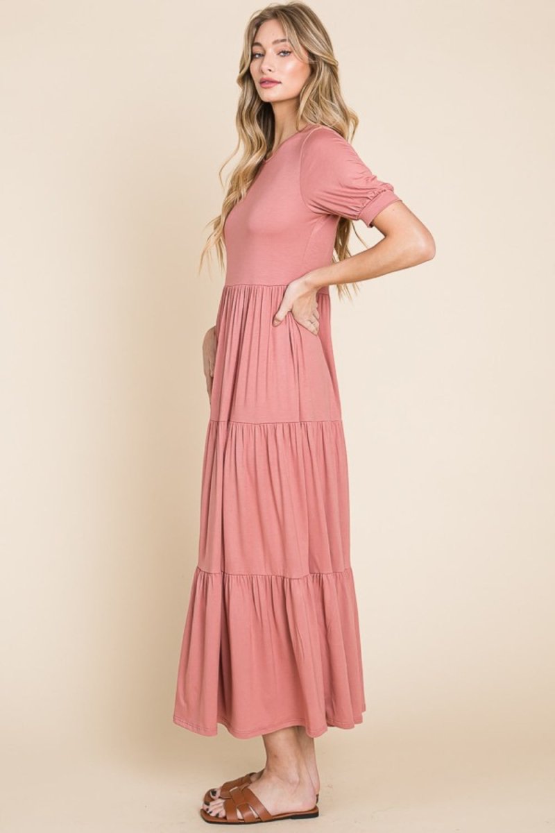 BOMBOM Short Sleeve Tiered Maxi Dress | Dresses | 3