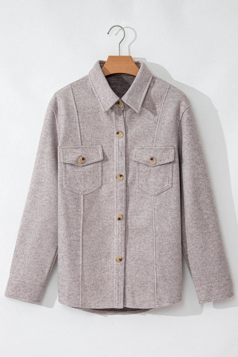 Button Up Collared Neck Long Sleeve Jacket | Jackets | 5