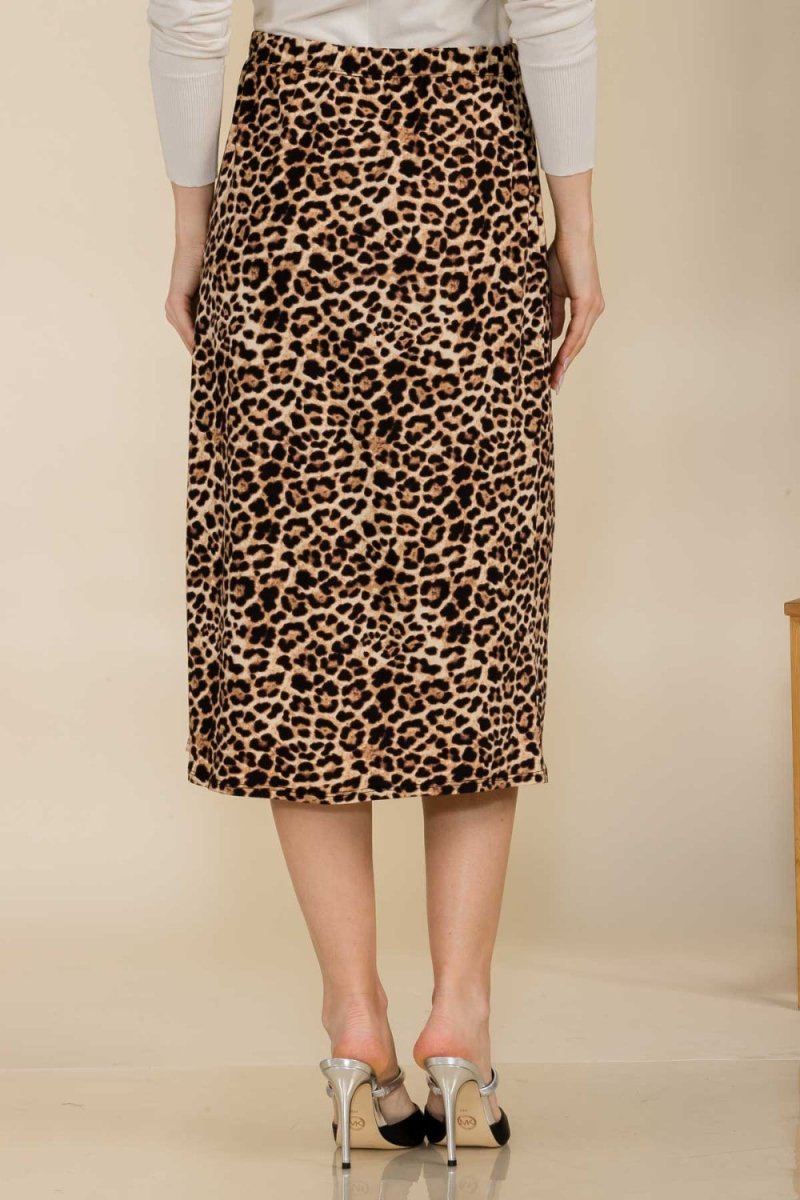 Celeste Full Size Leopard A - Line Midi Skirt | Midi Skirts | 2