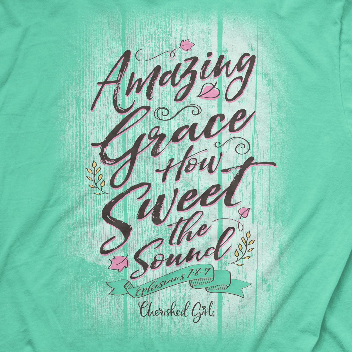 Cherished Girl Womens T-Shirt Amazing Grace Shiplap | Women's T-Shirts | 4