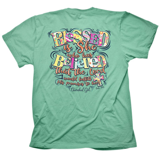 Cherished Girl Womens T-Shirt Blessed Is She | Women's T-Shirts | 1