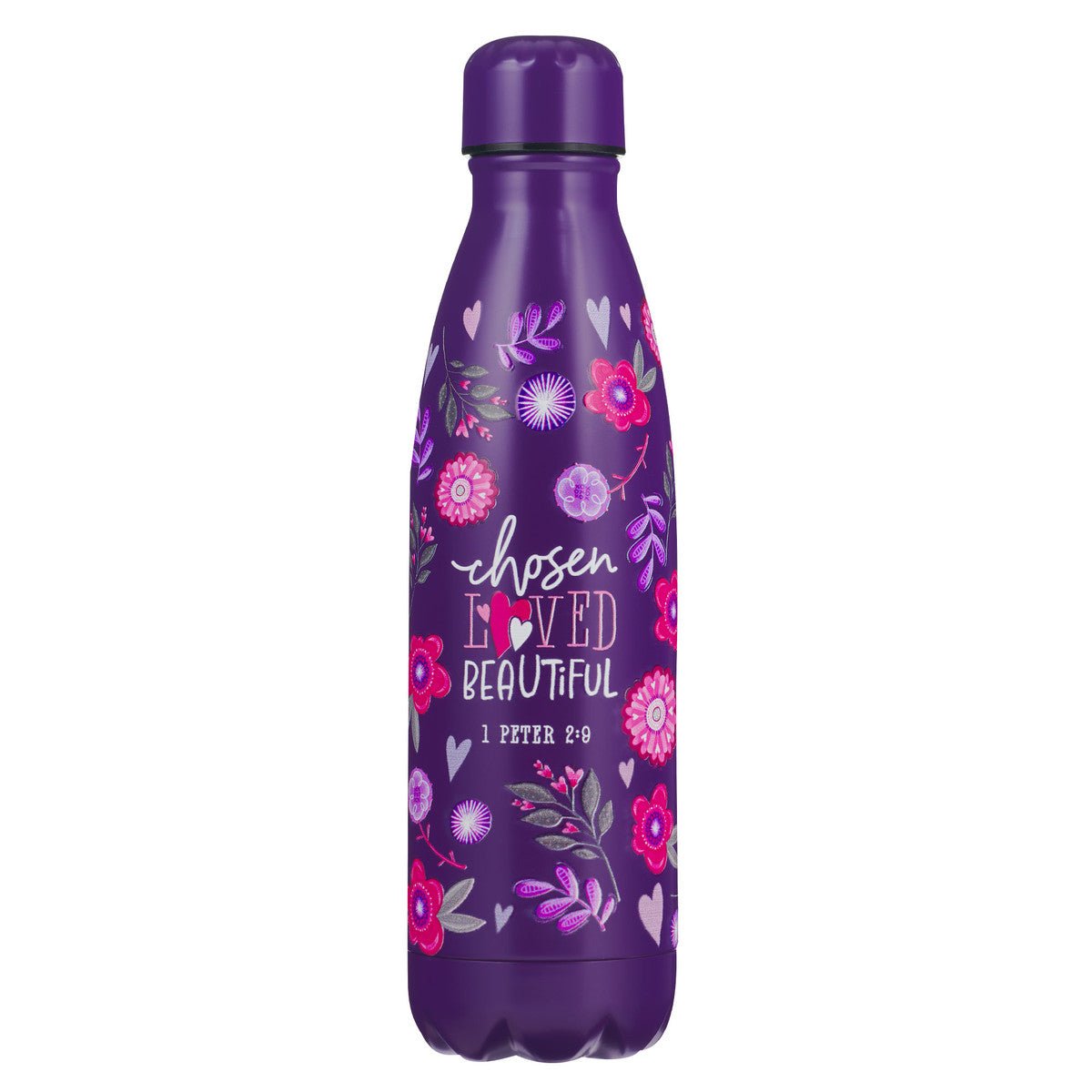 Chosen Loved Beautiful Purple Stainless Steel Water Bottle - 1 Peter 2:9 | Water Bottles | 1