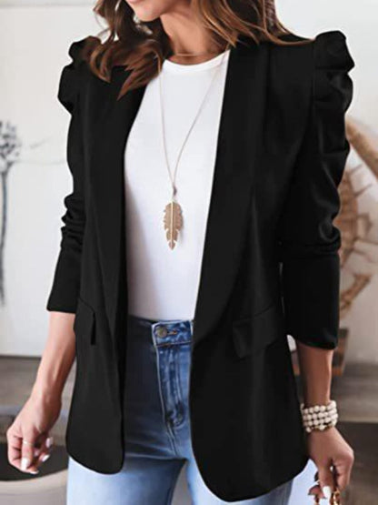 Collared Neck Puff Sleeve Blazer | Blazers | 4