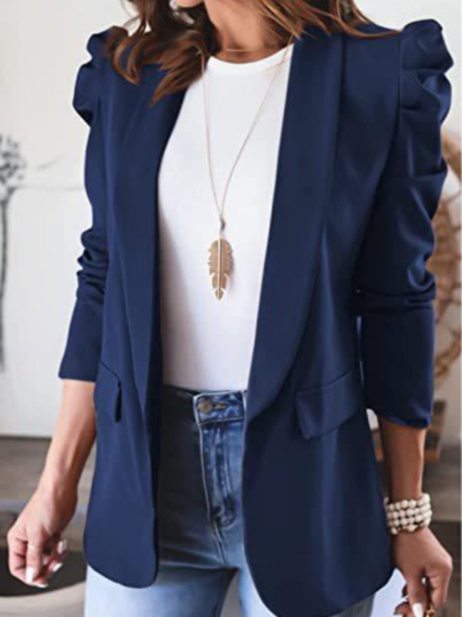 Collared Neck Puff Sleeve Blazer | Blazers | 7