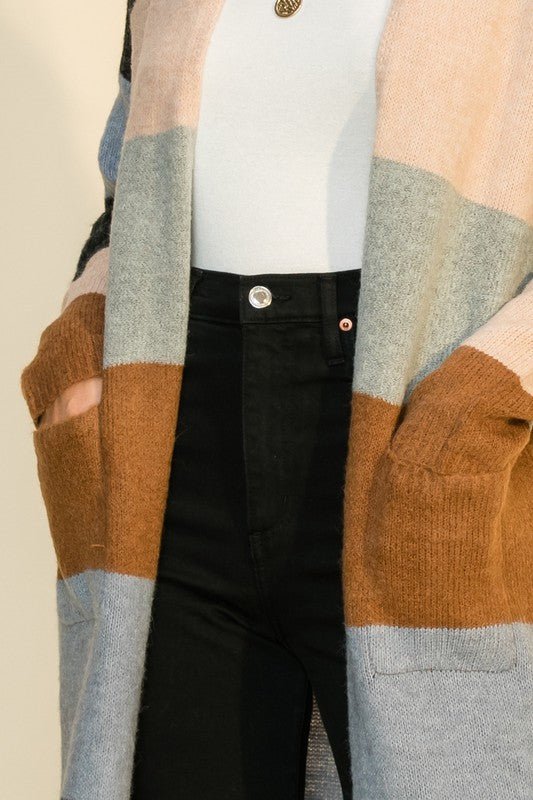 Colorblock Open Front Cardigan | Cardigans | 7