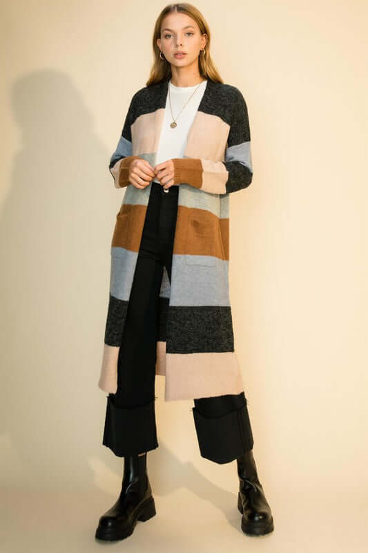 Colorblock Open Front Cardigan | Cardigans | 5