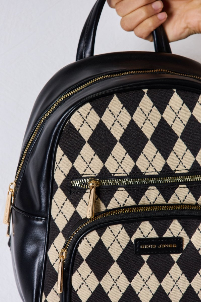 David Jones Argyle Pattern PU Leather Backpack | Backpacks | 7