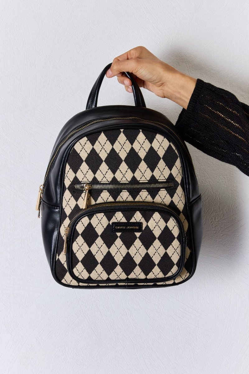 David Jones Argyle Pattern PU Leather Backpack | Backpacks | 6