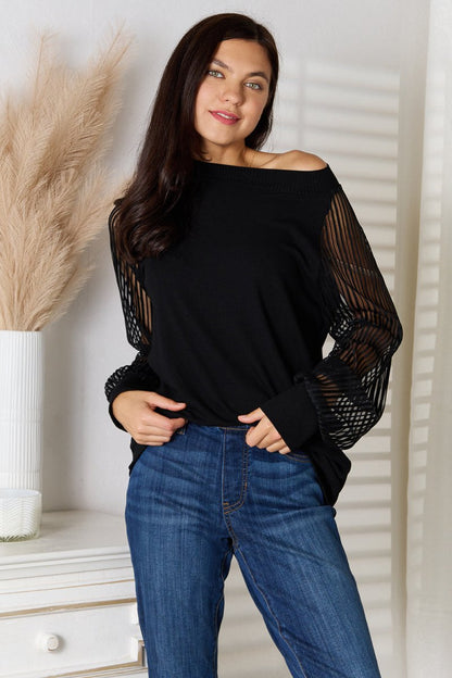 Double Take Round Neck Raglan Sleeve Blouse | Tops | 3