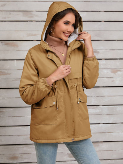 Drawstring Long Sleeve Hooded Jacket | Jackets | 16