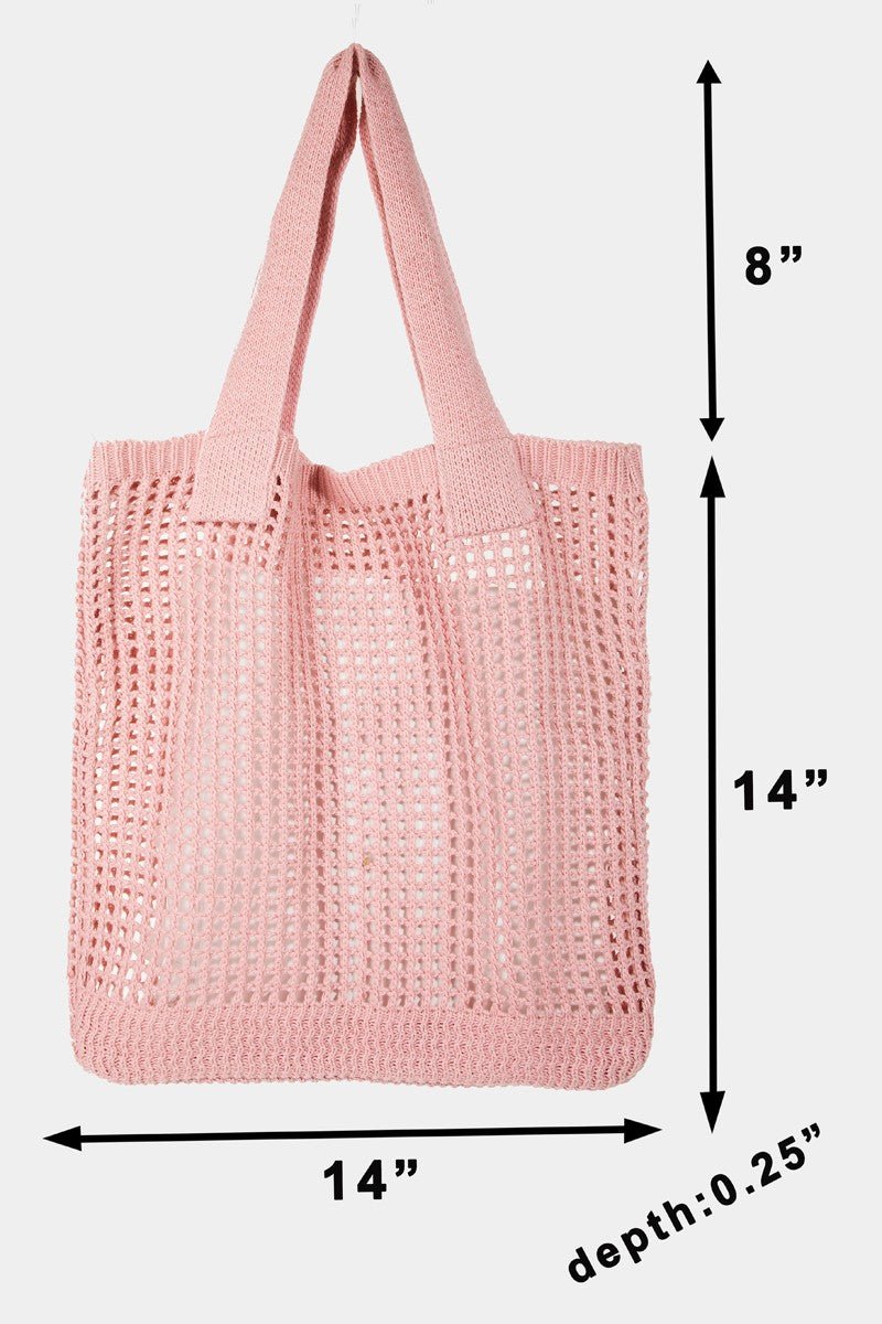 Fame Pointelle Knit Crochet Tote Bag | Totes | 3