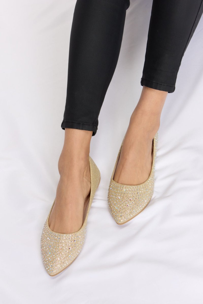 Forever Link Rhinestone Point Toe Flat Slip - Ons | Flats | 3