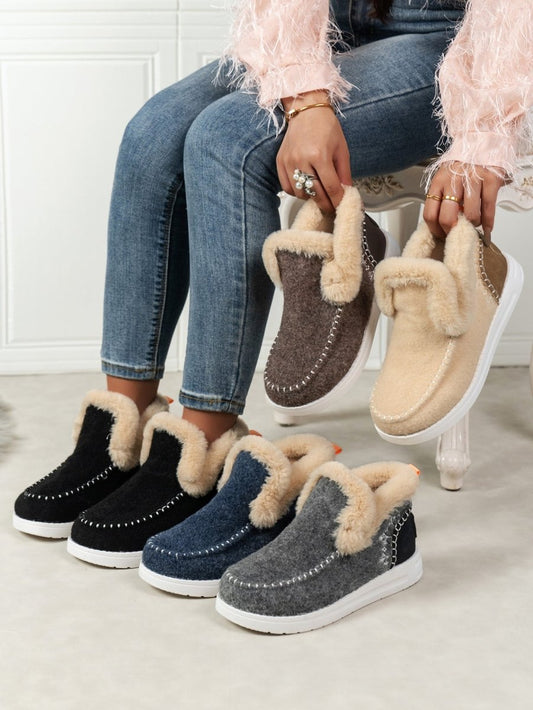 Furry Suede Round Toe Flat Sneakers | Shoes | 1