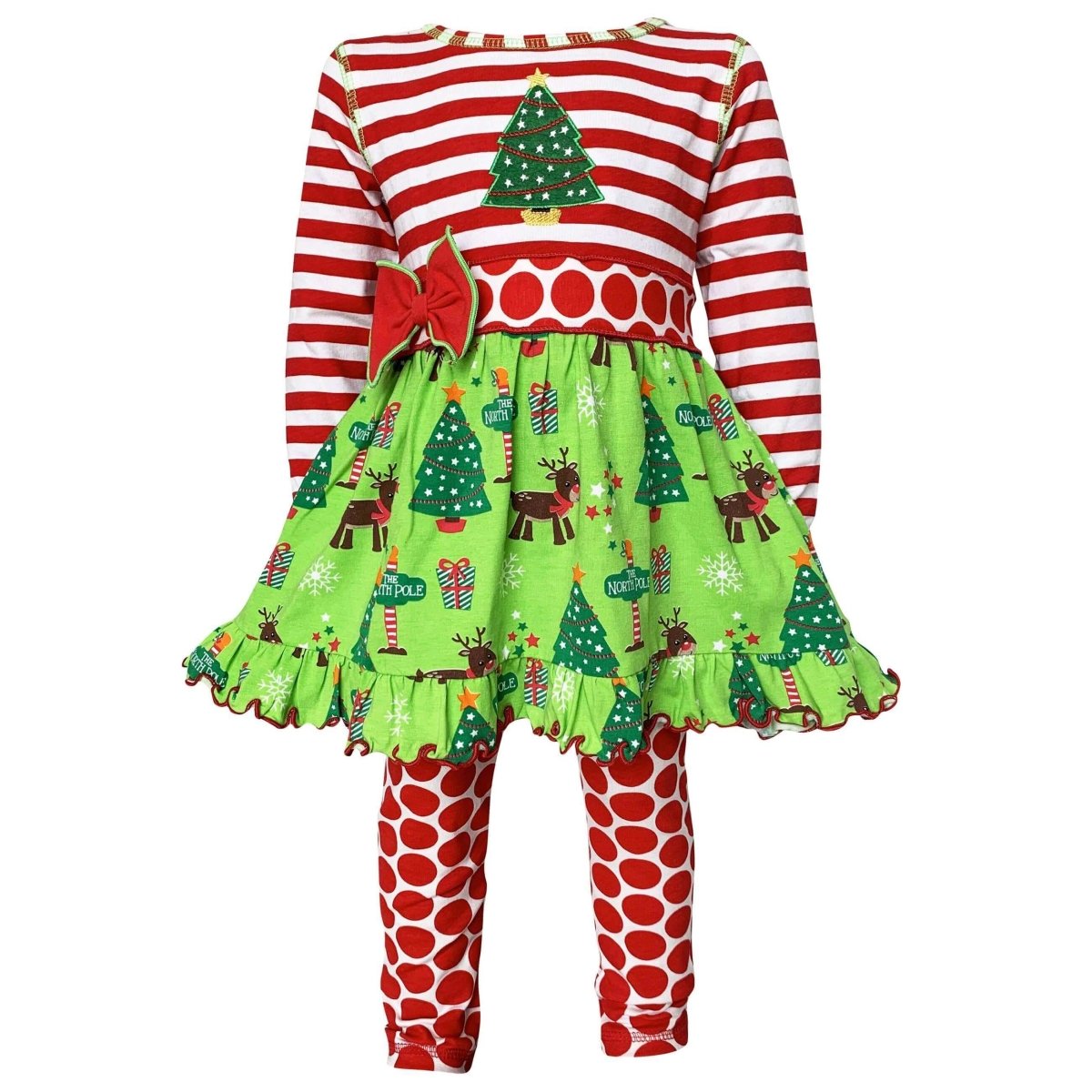 Girls Christmas Holiday Dress & Polka Dot Leggings | Girls' Dress Sets | 4