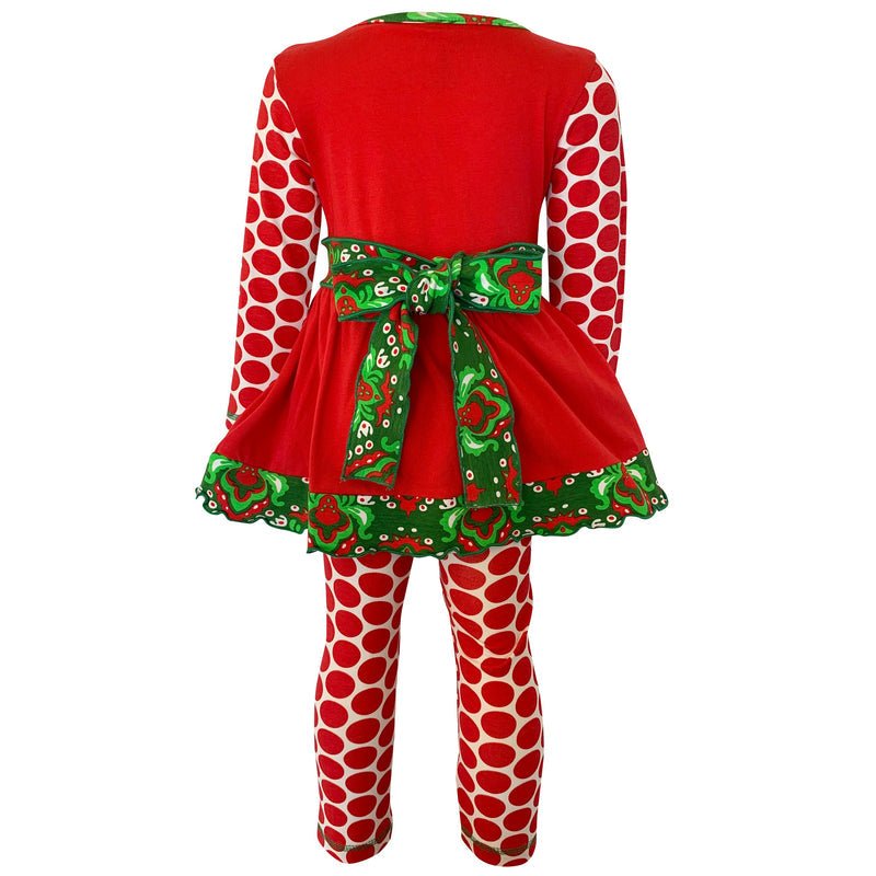 Girls Christmas Tree Damask Dress & Leggings Set | Girls' Dress Sets | 4