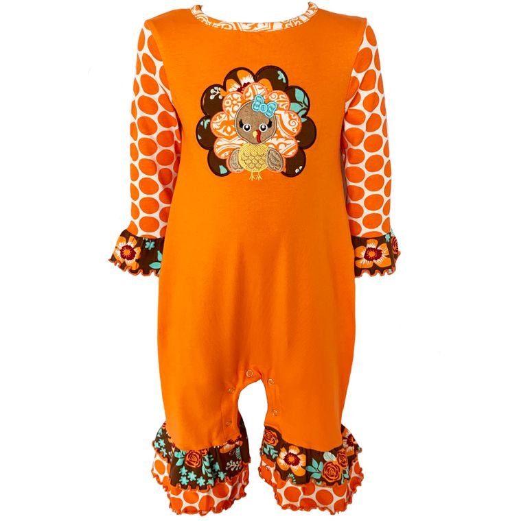 Girls Fall Turkey Romper | Girls' Rompers | 2