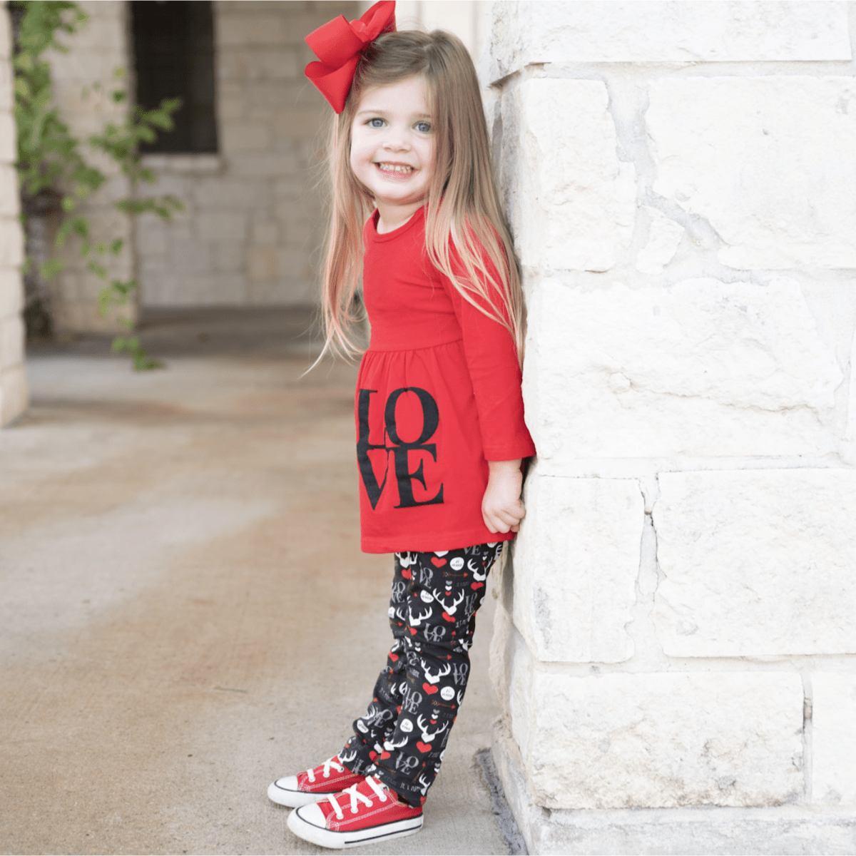 Girls Holiday Reindeer Hearts 3 - Piece Outfit | Girls' Dress Sets | 1