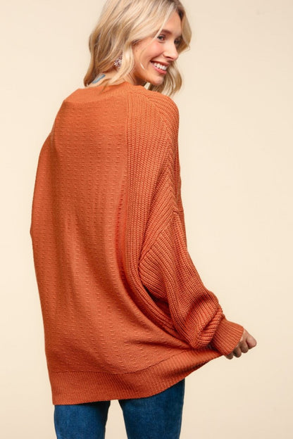 Haptics Full Size Side Slit Texture Asymmetric Sweater | Sweaters | 2