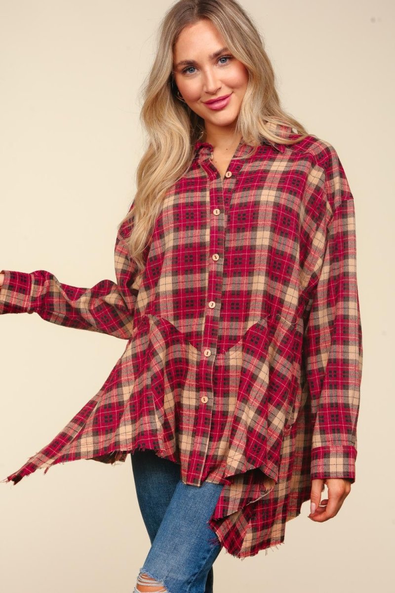 Haptics Plaid Button Down Sharkbite Shirt | Tops | 3