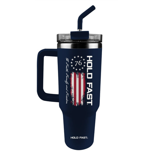 HOLD FAST 40 oz Stainless Steel Mug With Straw 76 Flag | 2FruitBearers