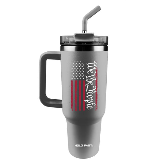 HOLD FAST 40 oz Stainless Steel Mug With Straw We The People Flag | 2FruitBearers