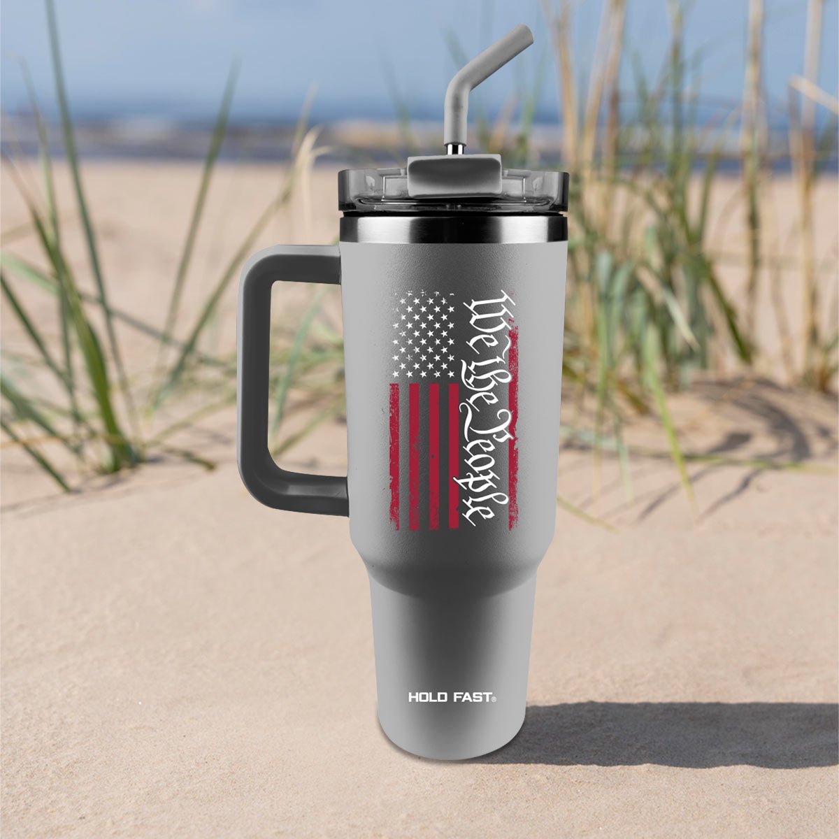 HOLD FAST 40 oz Stainless Steel Mug With Straw We The People Flag | Mugs | 1