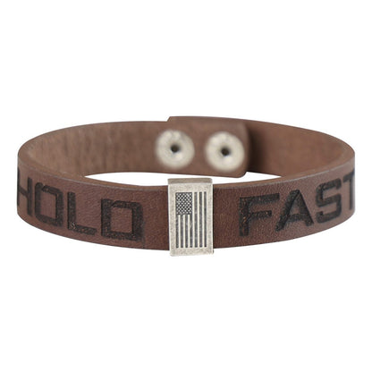 HOLD FAST Mens Bracelet Flag Snap Brown | Wristbands | 1