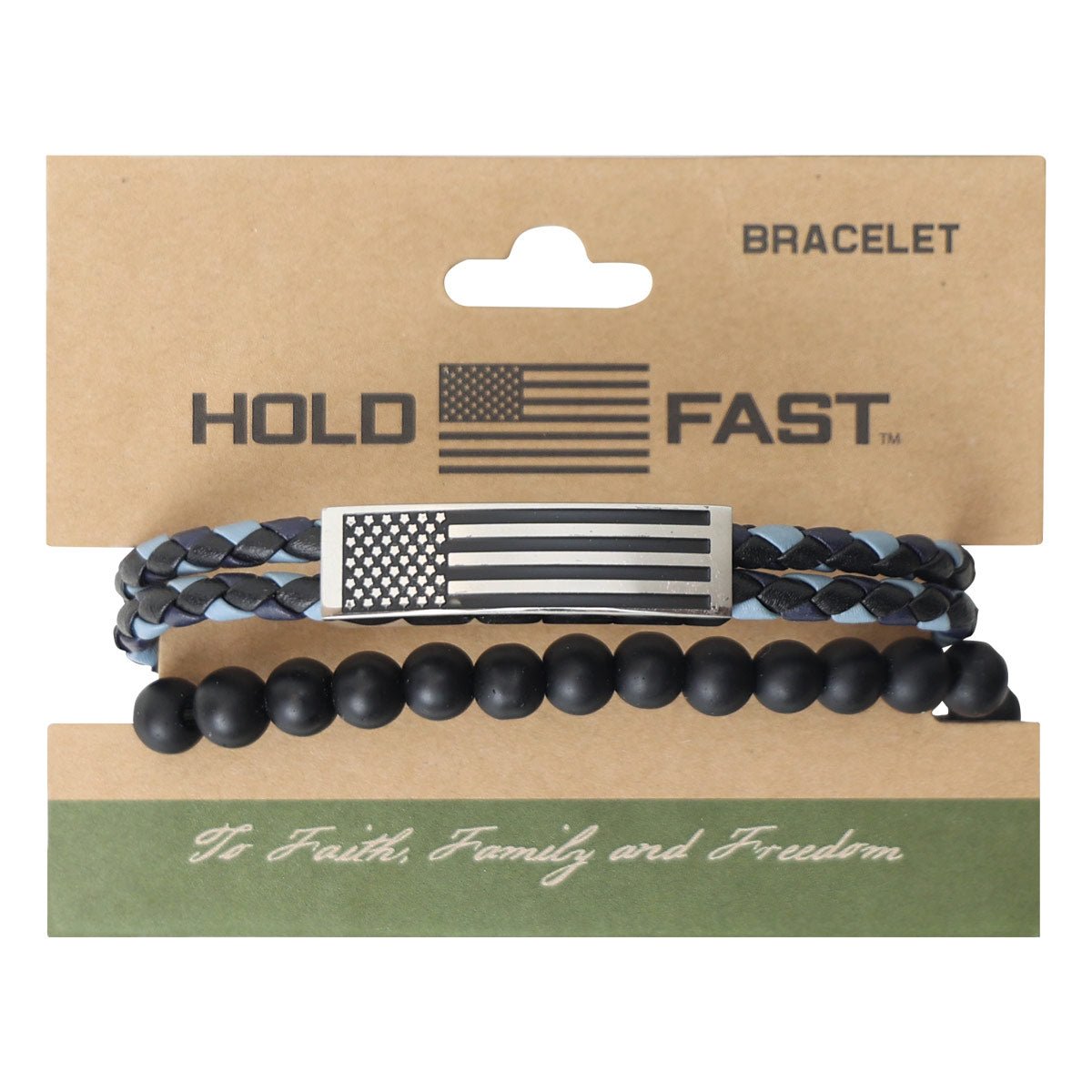 HOLD FAST Mens Bracelet Flag Wrap Braided Bead | Wristbands | 3