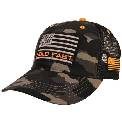 HOLD FAST Mens Cap Black And Grey Camo Flag | Men's Caps | 1