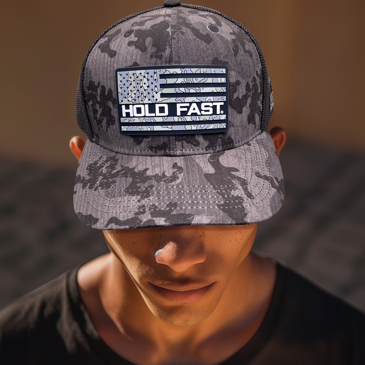 HOLD FAST Mens Cap Dark Grey Desert Camo | Men's Caps | 7