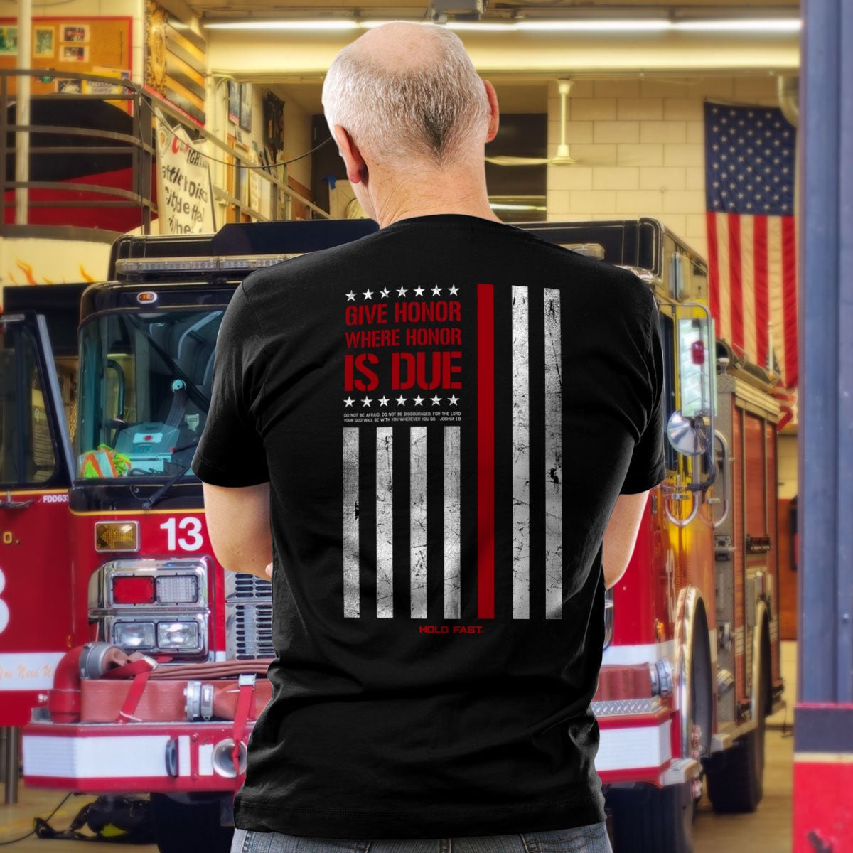 HOLD FAST Mens T-Shirt Firefighter Flag | Men's T-Shirts | 1