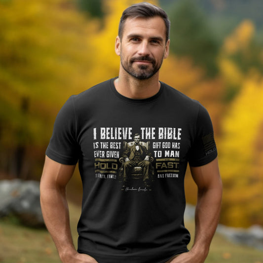 Hold Fast Mens T-Shirt Lincoln Bible | T-Shirts | 1