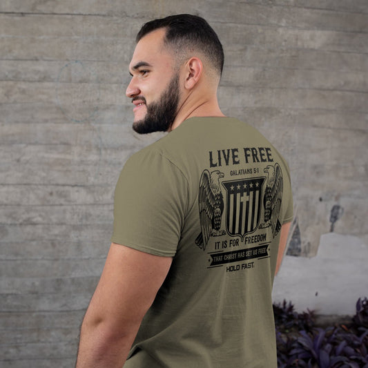 HOLD FAST Mens T-Shirt Live Free Eagles | T-Shirts | 1